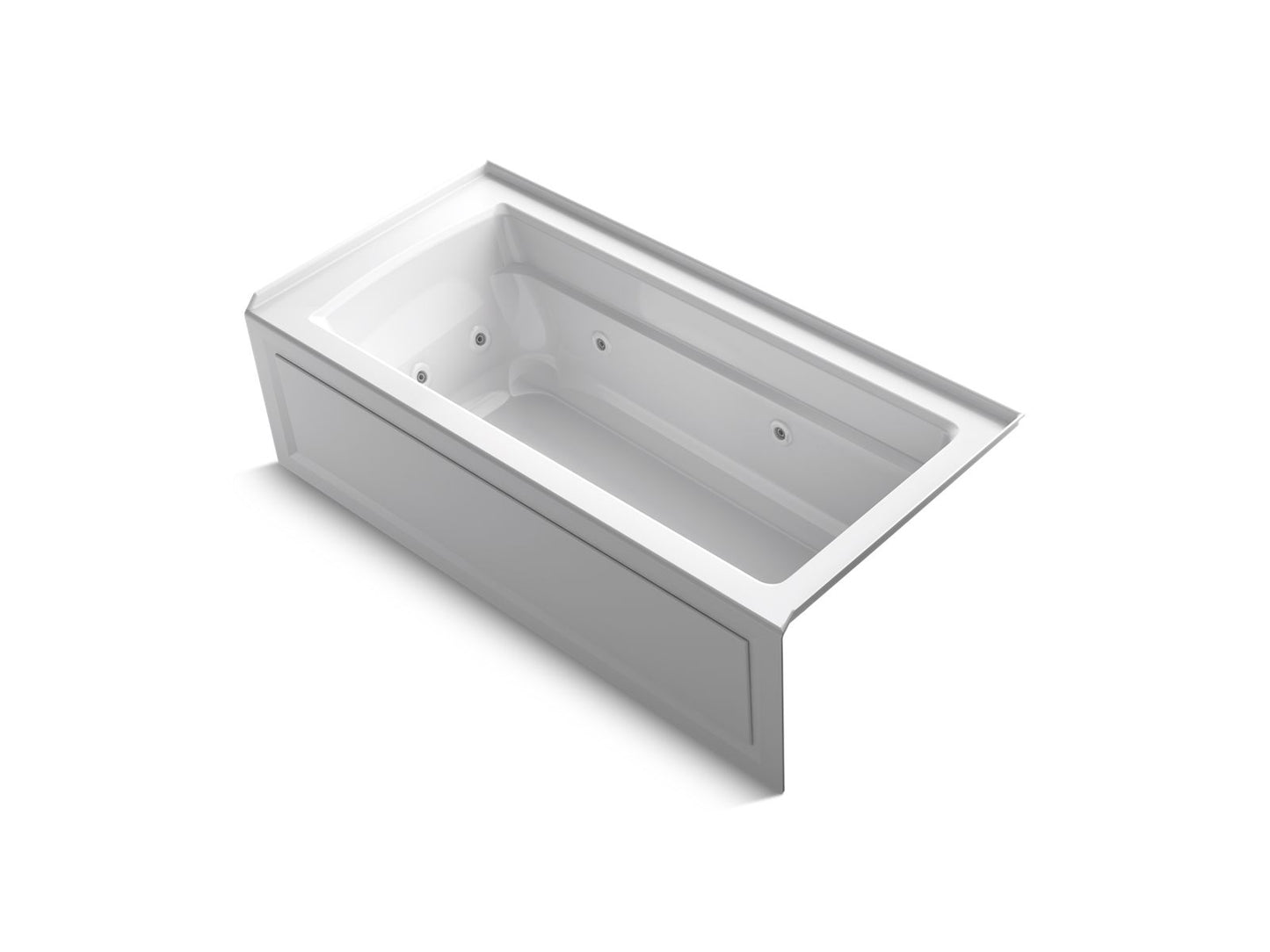 KOHLER K-1949-RAW-0 Archer 66" X 32" Alcove Whirlpool Bath With Bask Heated Surface, Right Drain In White