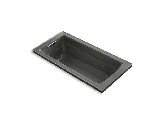 KOHLER K-1949-H-58 Archer 66" X 32" Drop-In Heated Whirlpool Bath In Thunder Grey