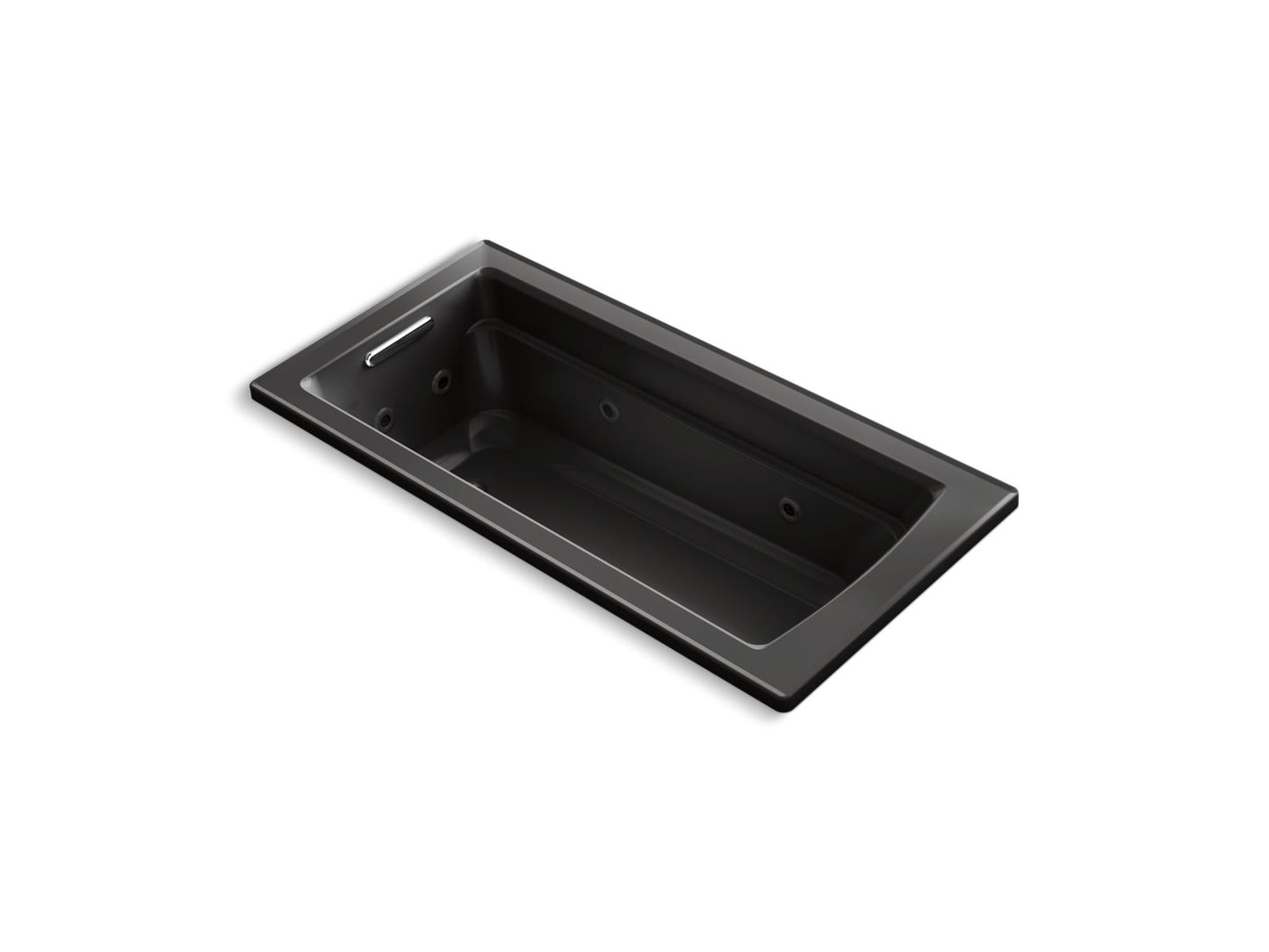 KOHLER K-1949-W1-7 Archer 66" X 32" Drop-In Whirlpool Bath With Bask Heated Surface In Black Black