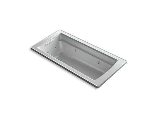 KOHLER K-1949-W1-95 Archer 66" X 32" Drop-In Whirlpool Bath With Bask Heated Surface In Ice Grey