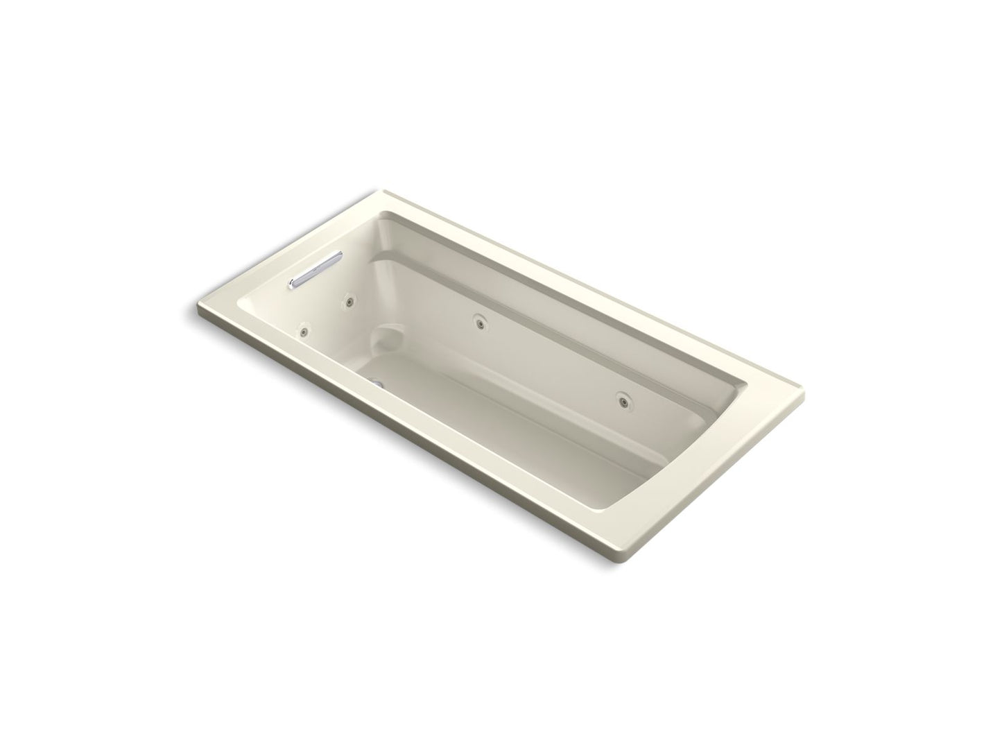 KOHLER K-1949-H-96 Archer 66" X 32" Drop-In Heated Whirlpool Bath In Biscuit