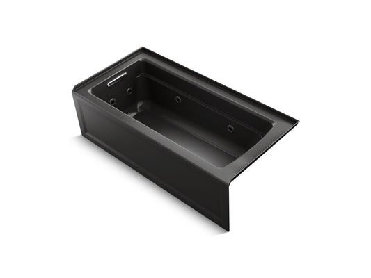 KOHLER K-1949-LAW-7 Archer 66" X 32" Alcove Whirlpool Bath With Bask Heated Surface, Left Drain In Black Black