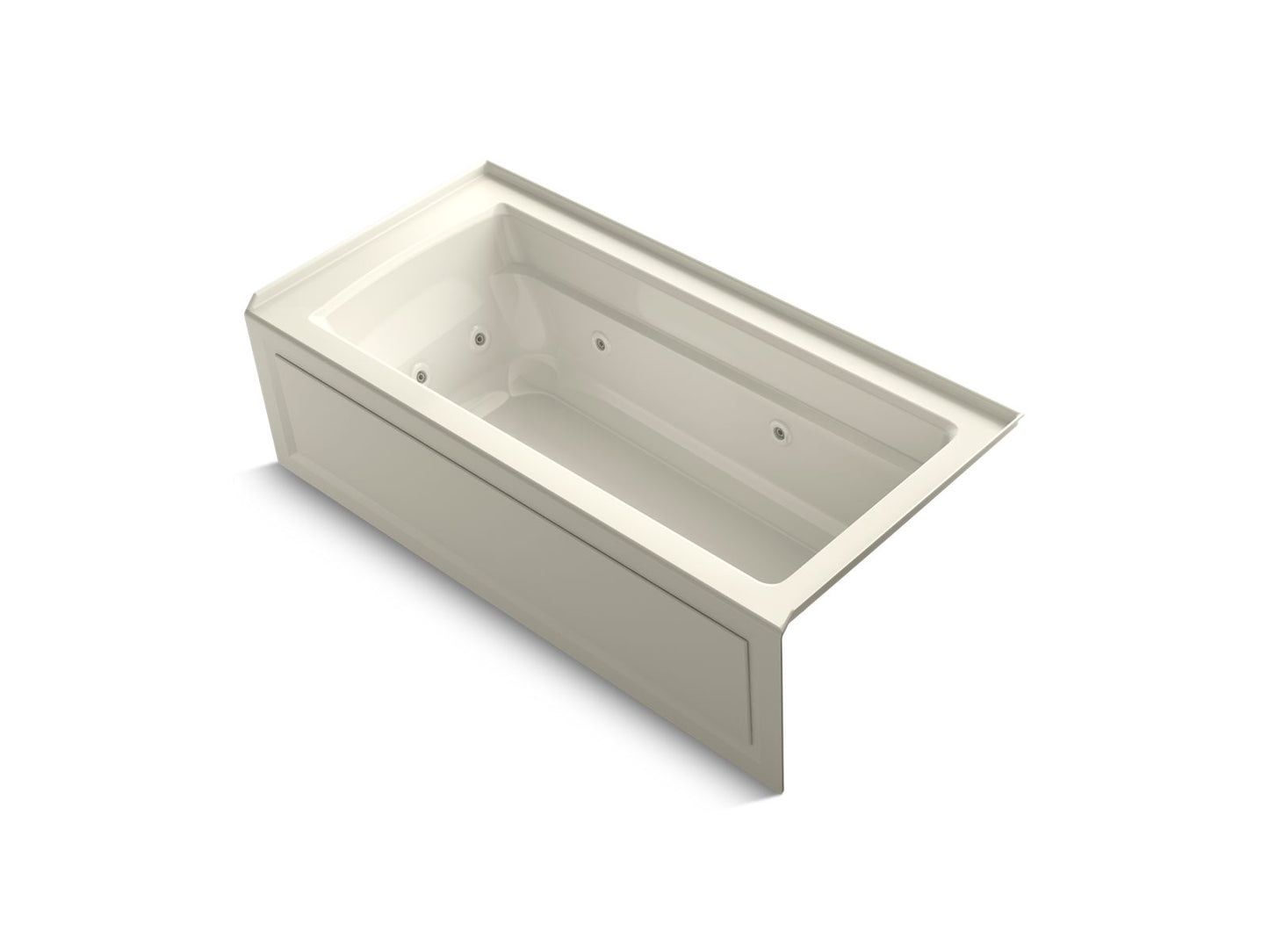 KOHLER K-1949-RA-96 Archer 66" X 32" Alcove Whirlpool, Right Drain In Biscuit