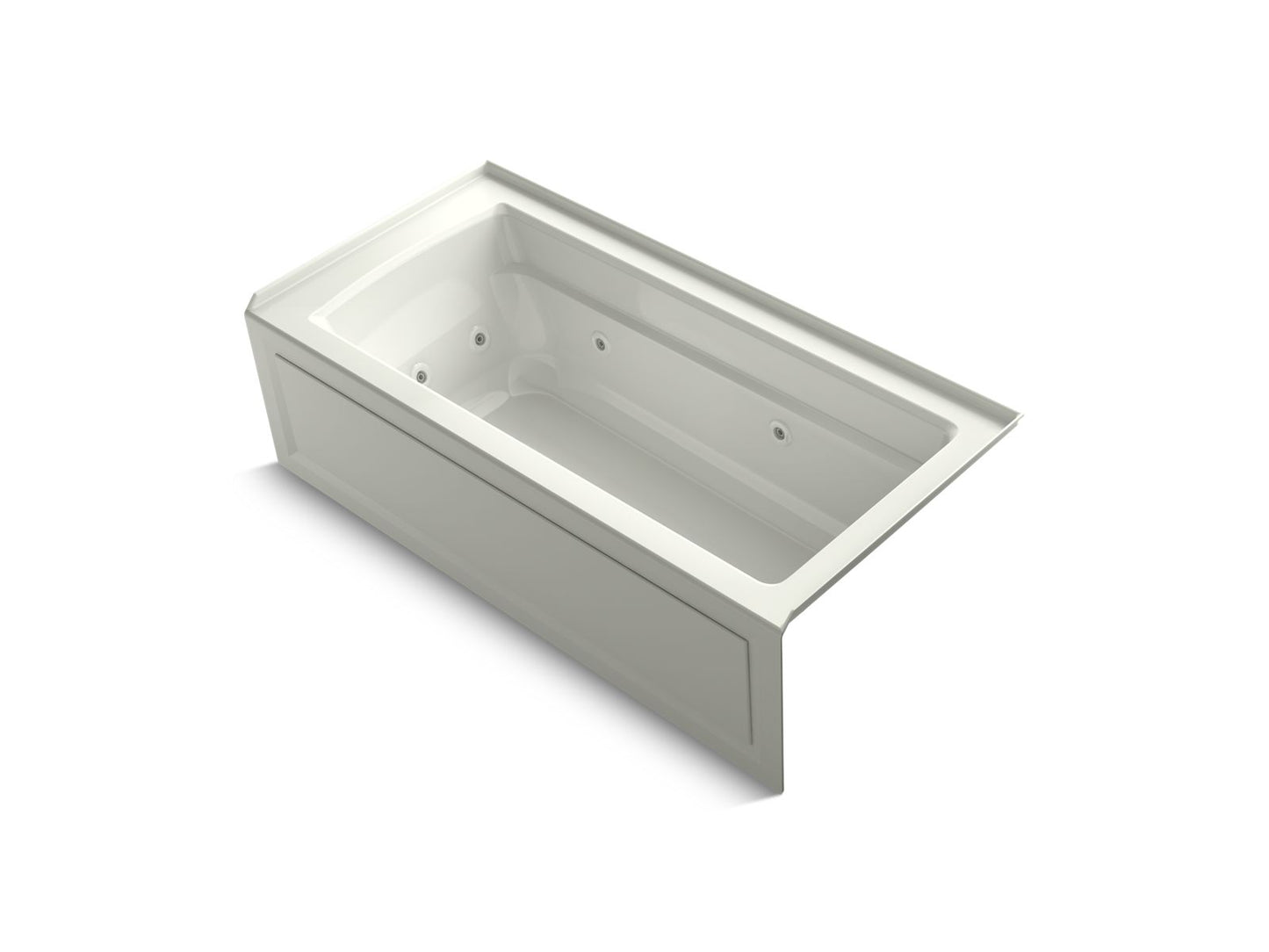 KOHLER K-1949-HRA-NY Archer 66" X 32" Alcove Heated Whirlpool, Right Drain In Dune