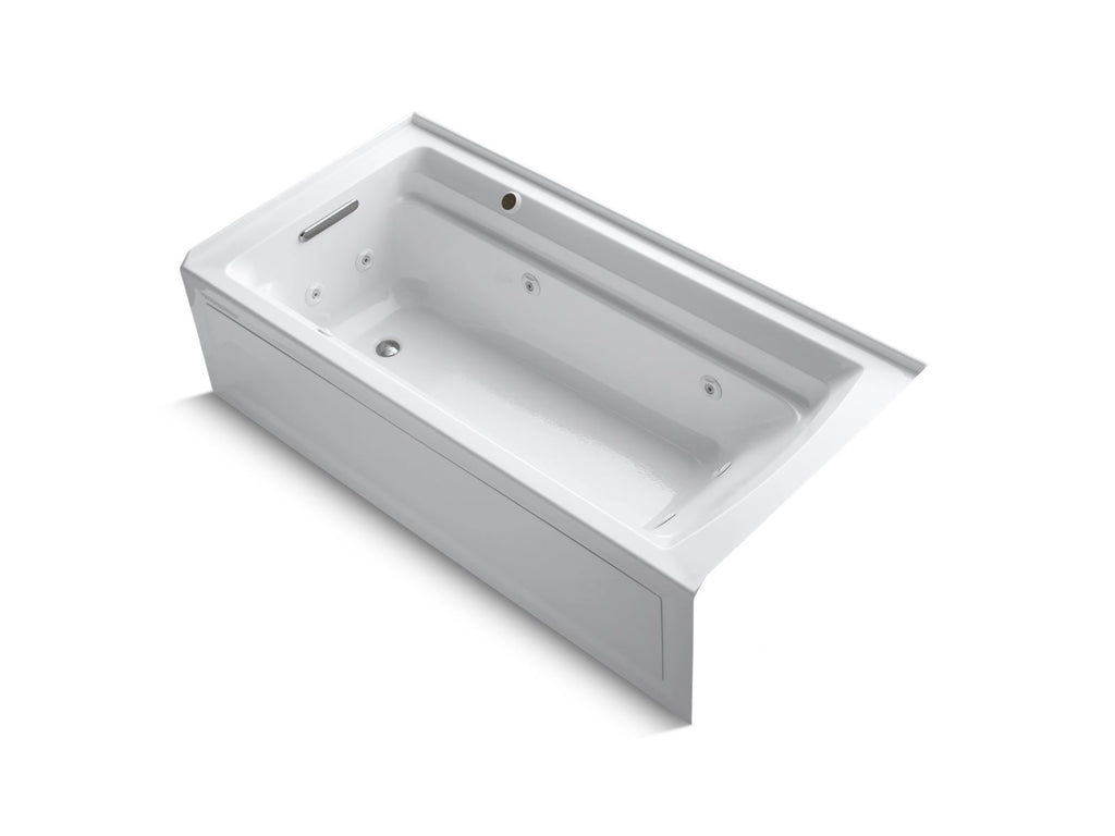 KOHLER K-1124-LAW-7 Archer 72" X 36" Alcove Whirlpool Bath With Bask Heated Surface, Left Drain - Black Black
