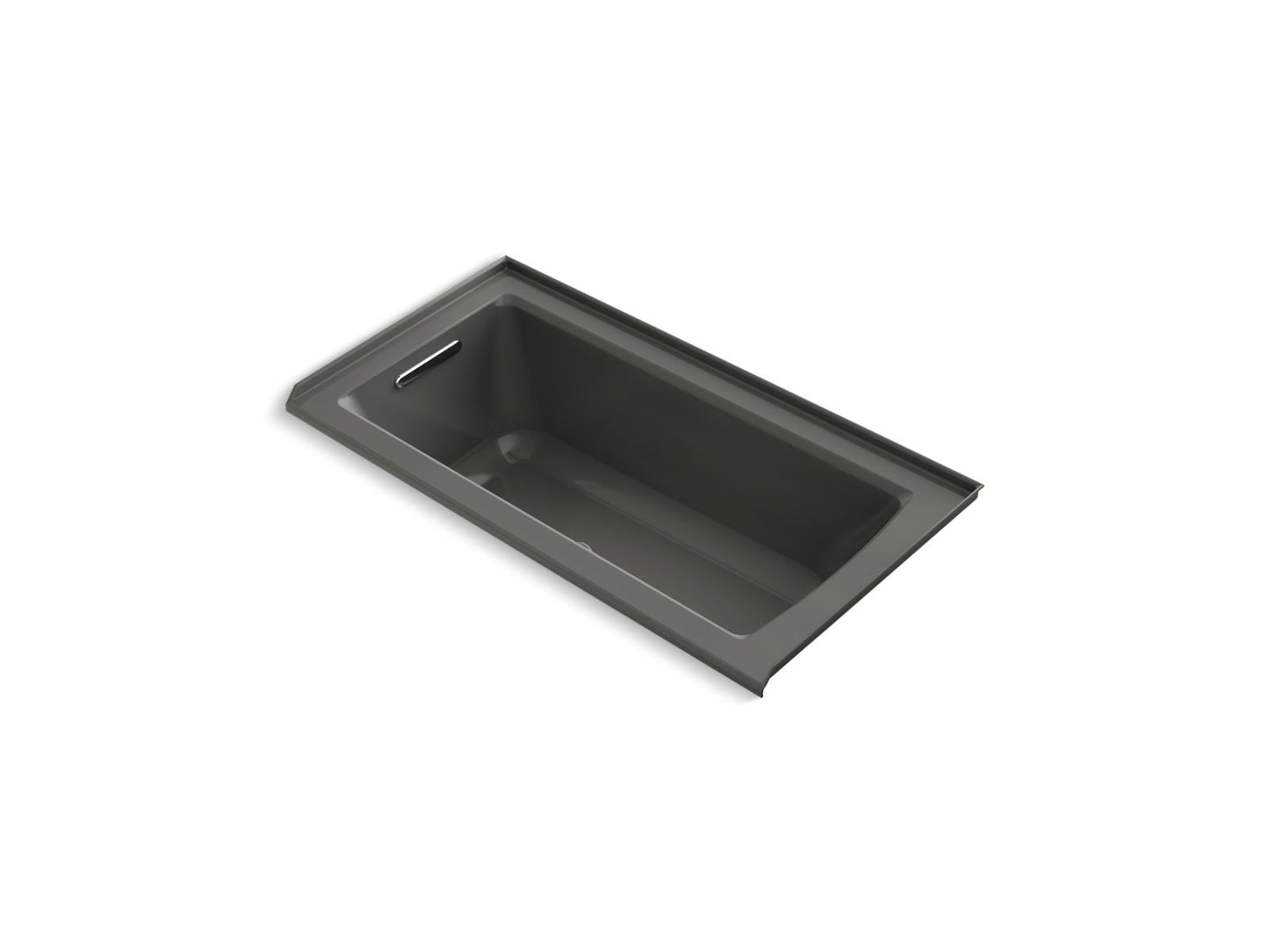 KOHLER K-1947-GHLF-58 Archer 60" X 30" Alcove Heated Bubblemassage Air Bath, Left Drain In Thunder Grey