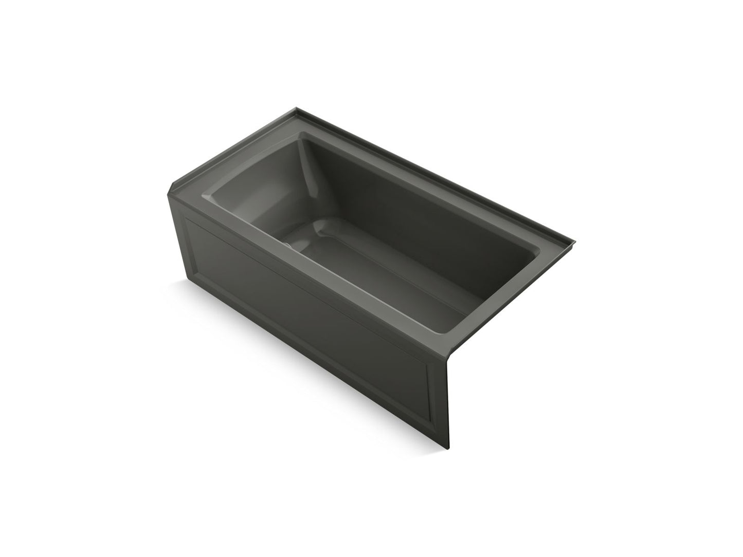 KOHLER K-1947-GHRA-58 Archer 60" X 30" Alcove Heated Bubblemassage Air Bath, Right Drain In Thunder Grey