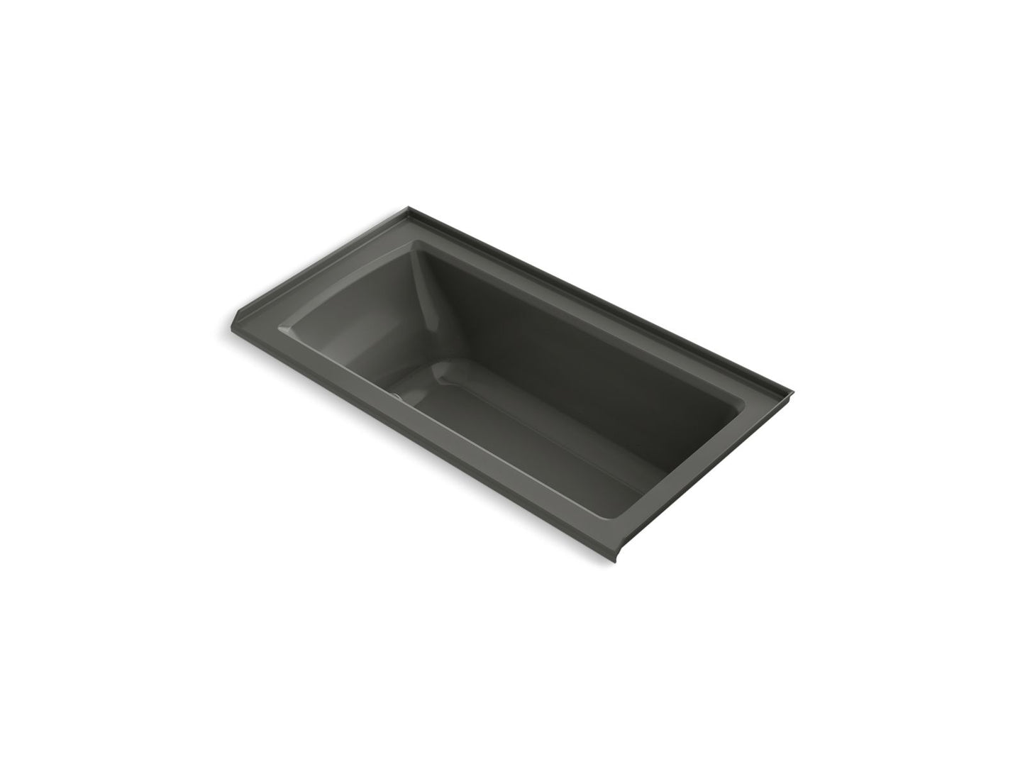 KOHLER K-1947-GHRF-58 Archer 60" X 30" Alcove Heated Bubblemassage Air Bath, Right Drain In Thunder Grey