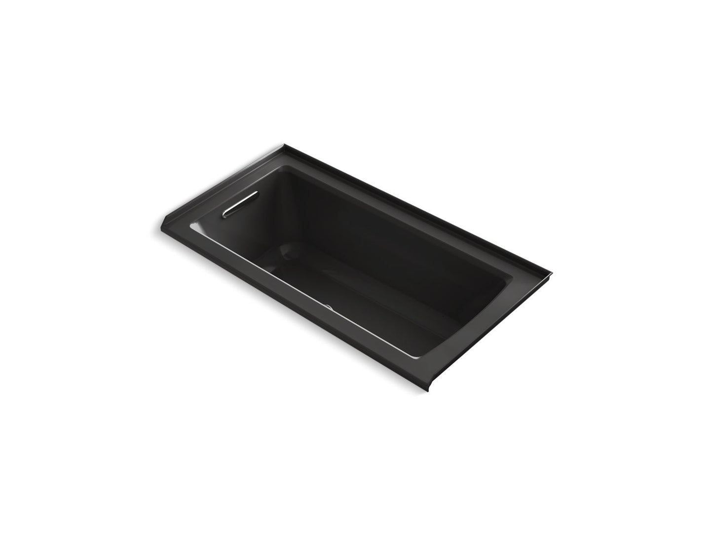 KOHLER K-1947-GHLF-7 Archer 60" X 30" Alcove Heated Bubblemassage Air Bath, Left Drain In Black Black