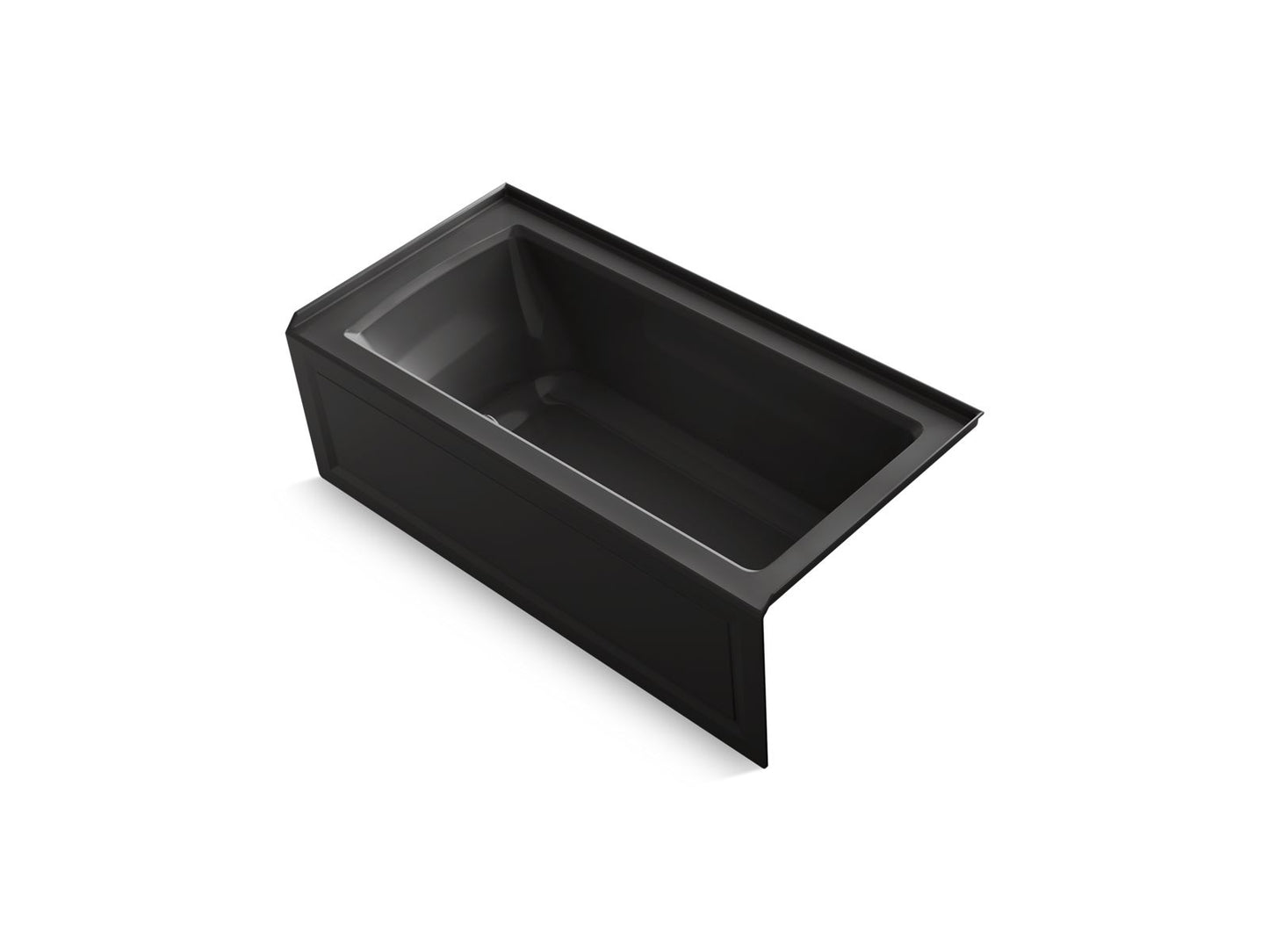 KOHLER K-1947-GHRA-7 Archer 60" X 30" Alcove Heated Bubblemassage Air Bath, Right Drain In Black Black