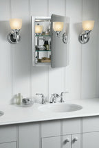 KOHLER K-CB-CLR1620FS 16" W X 20" H Aluminum Single-Door Medicine Cabinet With Mirrored Door, Beveled Edges