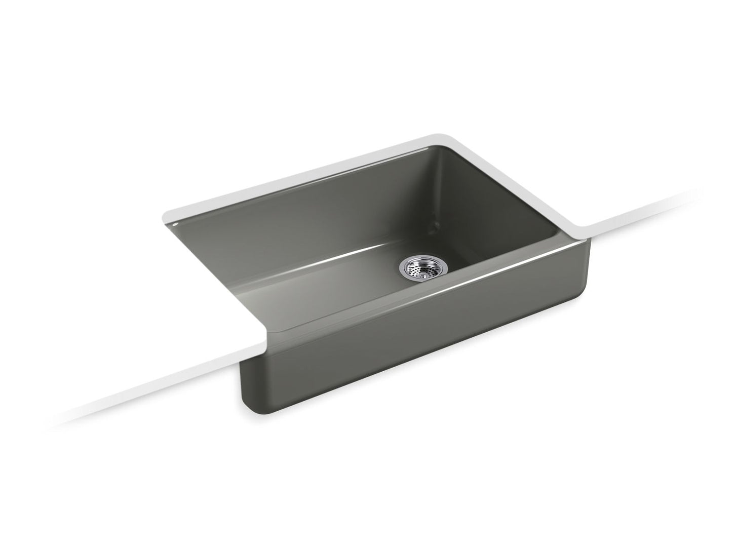 KOHLER K-5826-58 Whitehaven 32-1/2" Undermount Single-Bowl Farmhouse Kitchen Sink In Thunder Grey