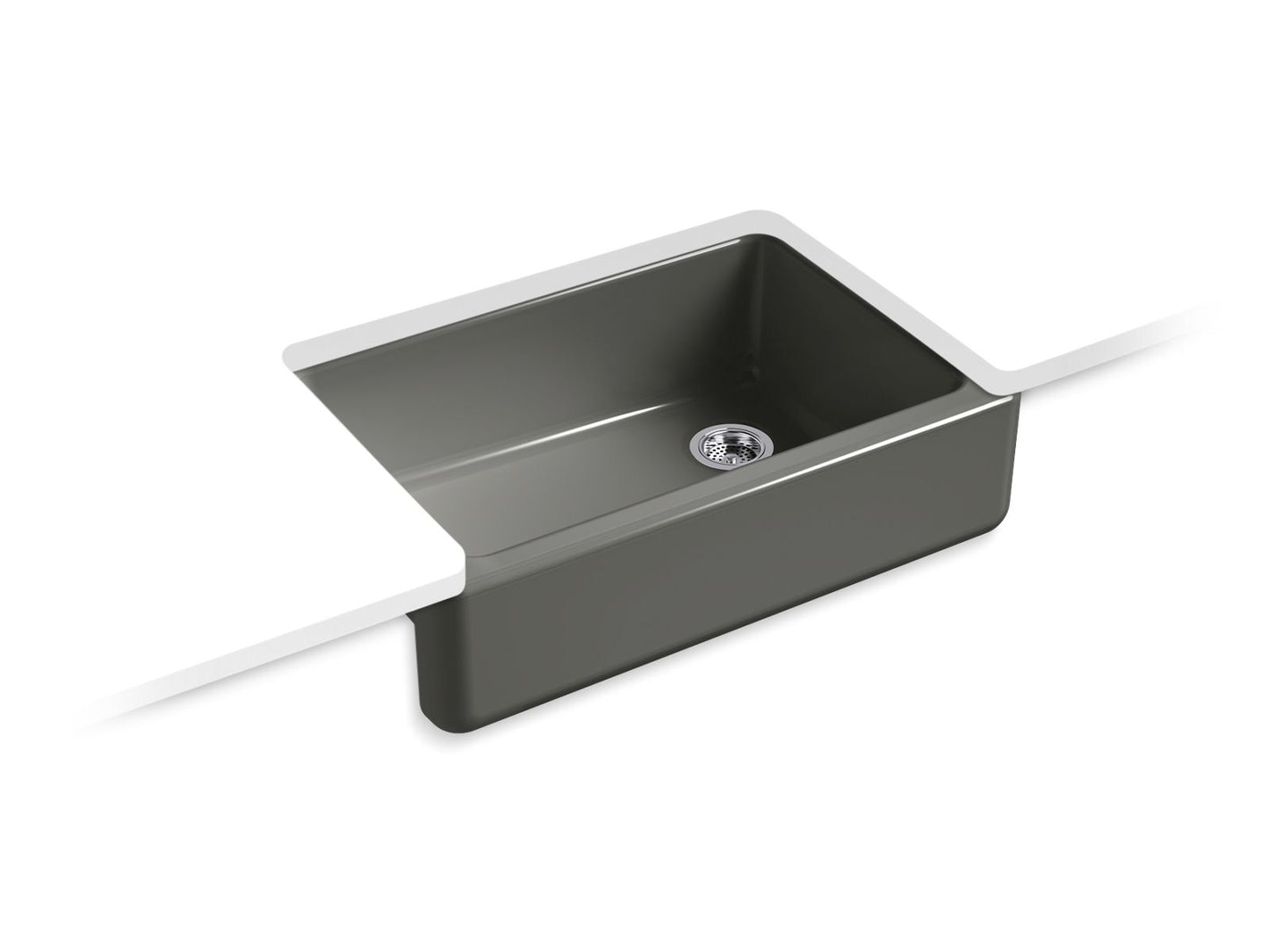 KOHLER K-5827-58 Whitehaven 32-3/4" Undermount Single-Bowl Farmhouse Kitchen Sink In Thunder Grey