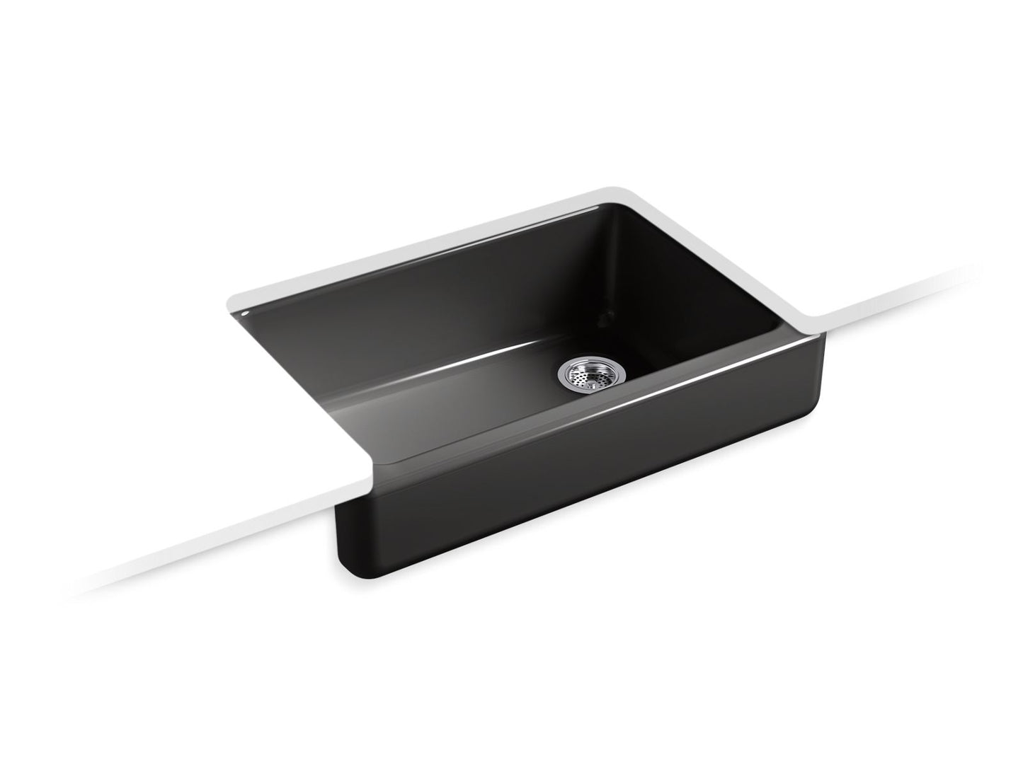 KOHLER K-5826-7 Whitehaven 32-1/2" Undermount Single-Bowl Farmhouse Kitchen Sink In Black Black