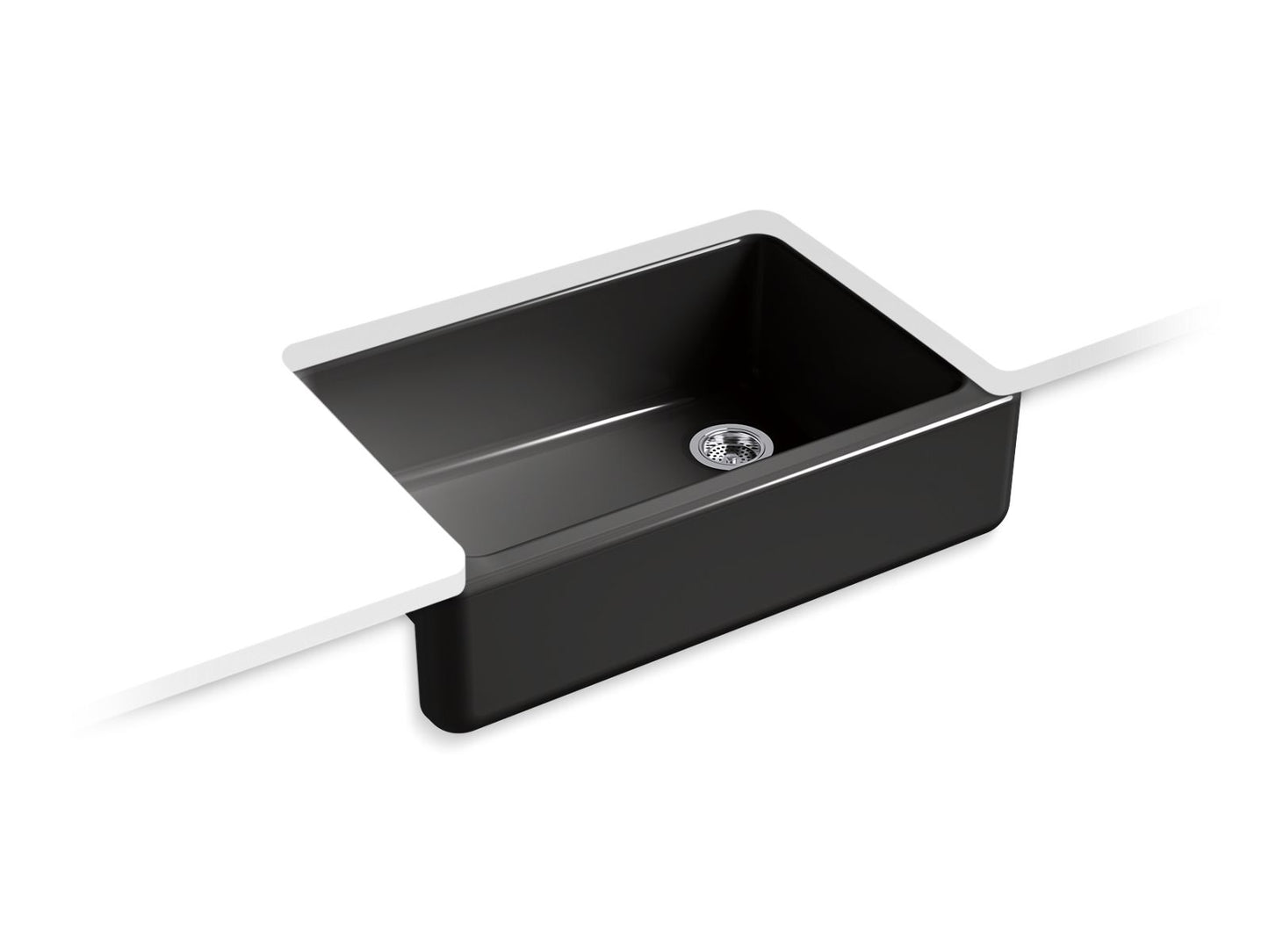 KOHLER K-5827-7 Whitehaven 32-3/4" Undermount Single-Bowl Farmhouse Kitchen Sink In Black Black