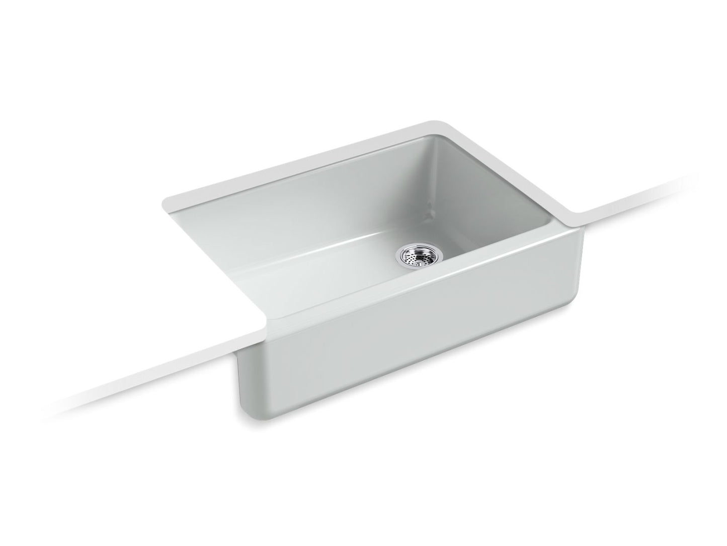 KOHLER K-5827-95 Whitehaven 32-3/4" Undermount Single-Bowl Farmhouse Kitchen Sink In Ice Grey