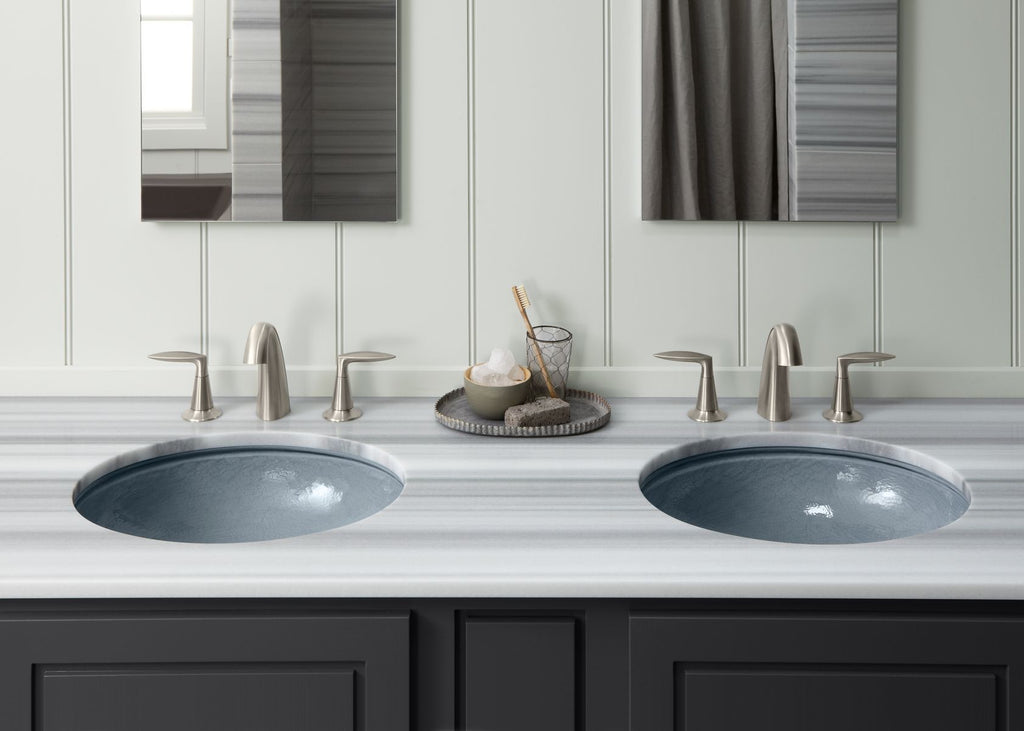 KOHLER K-2741-G1-B11 Whist 19" Oval Wall-Mount/Undermount Bathroom Sink, No Overflow - Opaque Dusk