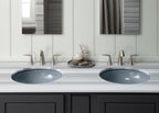 KOHLER K-2741-G1-B11 Whist 19" Oval Wall-Mount/Undermount Bathroom Sink, No Overflow - Opaque Dusk