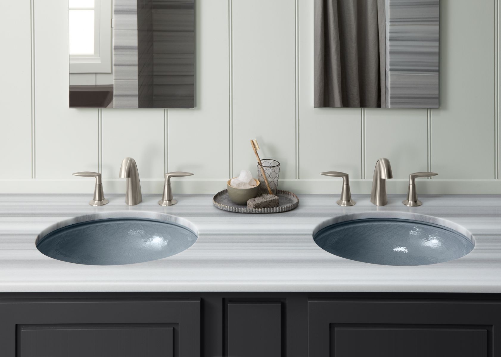 KOHLER K-2741-G1-B11 Whist 19" Oval Wall-Mount/Undermount Bathroom Sink, No Overflow - Opaque Dusk