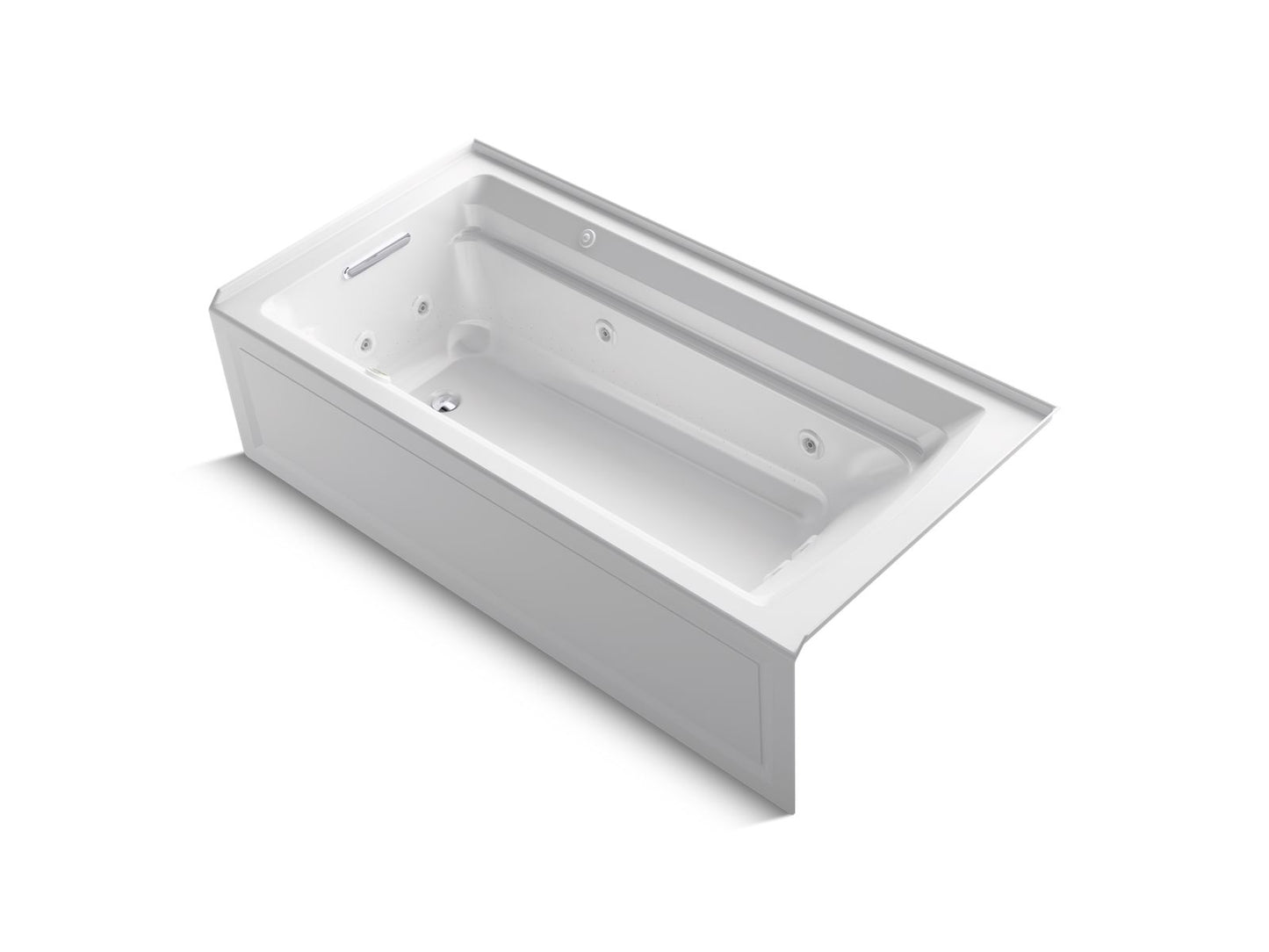 KOHLER K-1124-XGHLA-0 Archer 72" X 36" Alcove Heated Bubblemassage Air Bath And Whirlpool, Left Drain In White