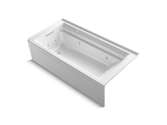 KOHLER K-1124-XGHLA-0 Archer 72" X 36" Alcove Heated Bubblemassage Air Bath And Whirlpool, Left Drain In White