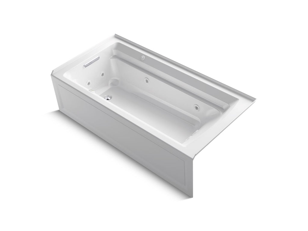 KOHLER K-1124-XGHLA-0 Archer 72" X 36" Alcove Heated Bubblemassage Air Bath And Whirlpool, Left Drain - White