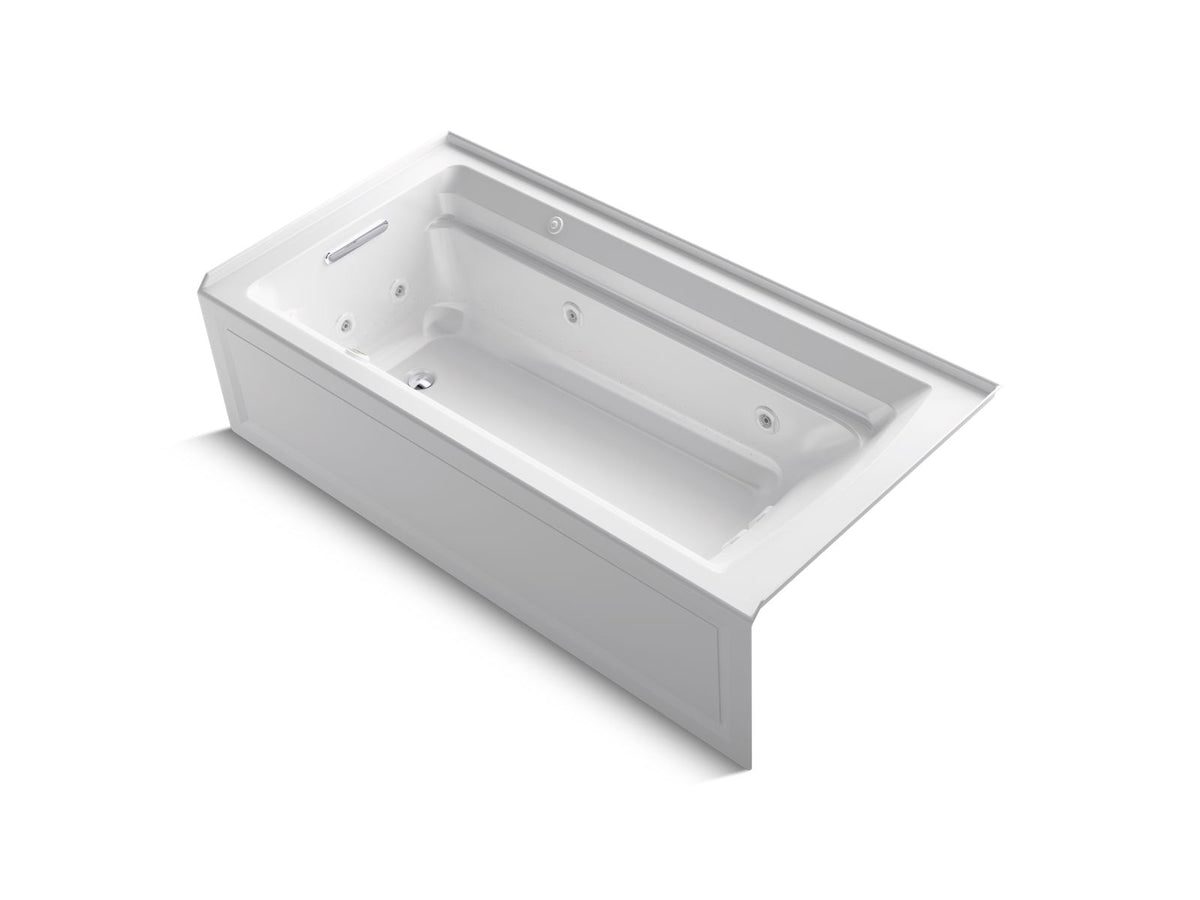 KOHLER K-1124-XGHLA-0 Archer 72" X 36" Alcove Heated Bubblemassage Air Bath And Whirlpool, Left Drain - White