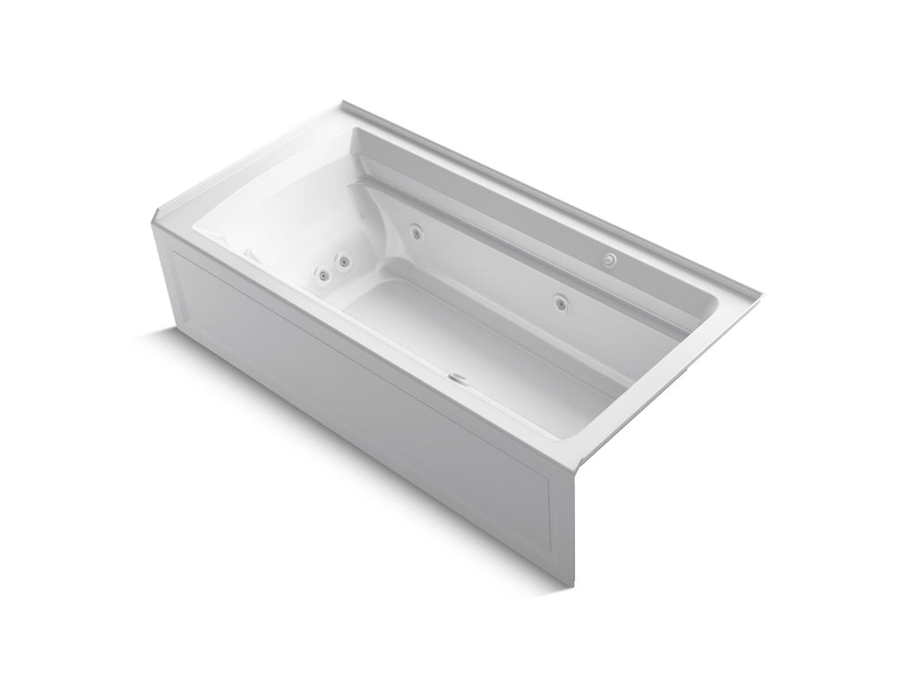 KOHLER K-1124-XGHRA-7 Archer 72" X 36" Alcove Heated Bubblemassage Air Bath And Whirlpool, Right Drain - Black Black