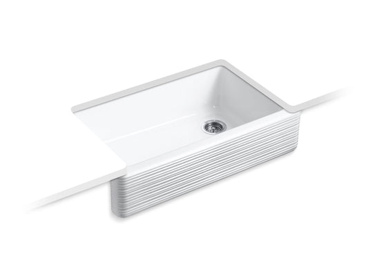 KOHLER K-6351-0 Hayridge Whitehaven 35-11/16" Undermount Single-Bowl Farmhouse Kitchen Sink In White