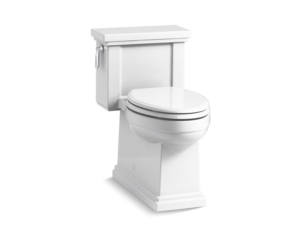 KOHLER K-3981-0 Tresham One-Piece Compact Elongated Toilet With Skirted Trapway, 1.28 Gpf - White