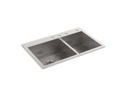 KOHLER K-3823-4-NA Vault 33" top-/undermount double-bowl kitchen sink - Stainless Steel