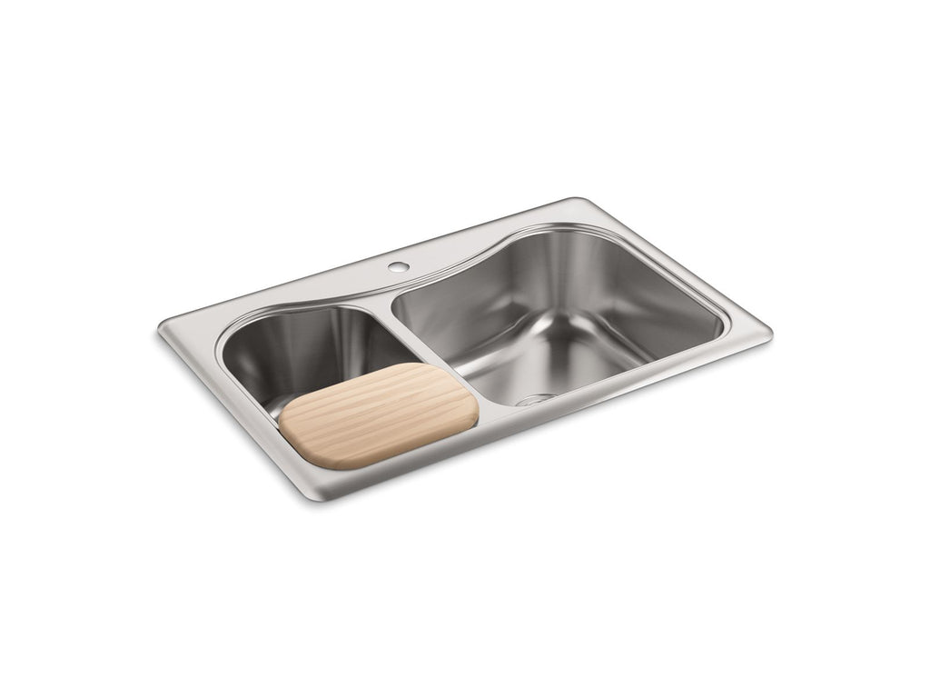 KOHLER K-3361-1-NA Staccato 33" Top-Mount Double-Bowl Kitchen Sink - Stainless Steel