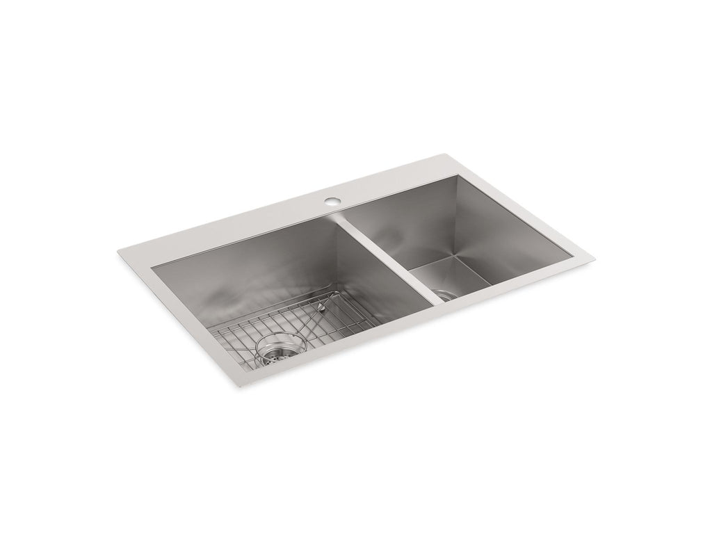 KOHLER K-3823-1-NA Vault 33" Top-/Undermount Double-Bowl Kitchen Sink - Stainless Steel