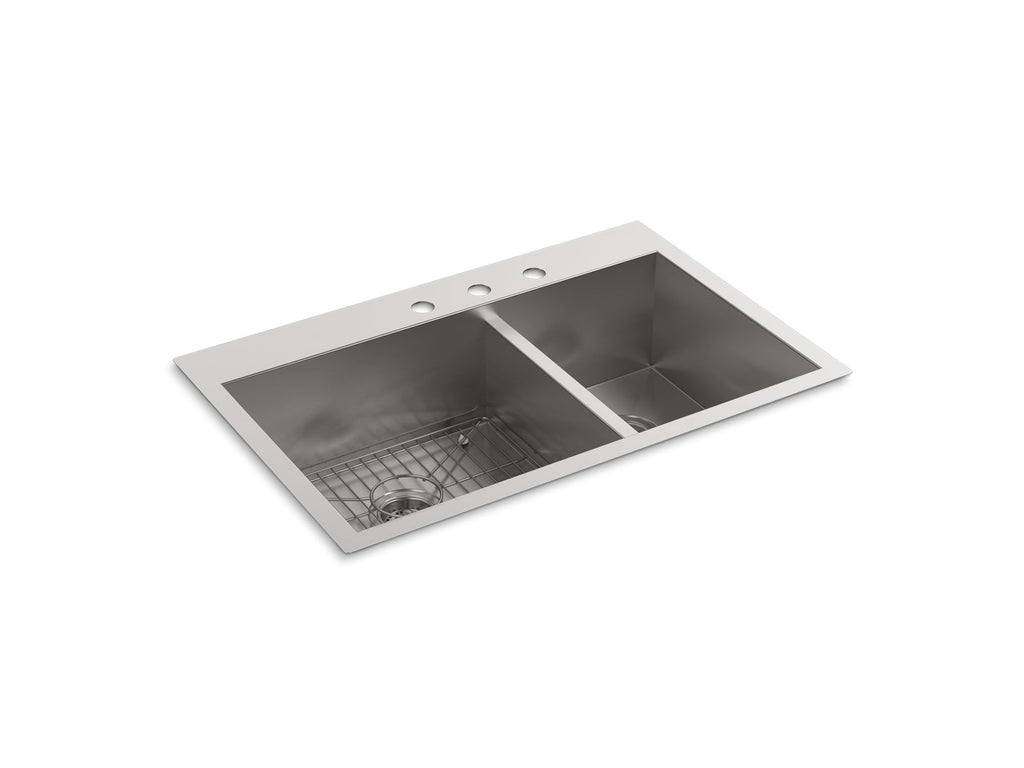 KOHLER K-3823-3-NA Vault 33" Top-/Undermount Double-Bowl Kitchen Sink - Stainless Steel