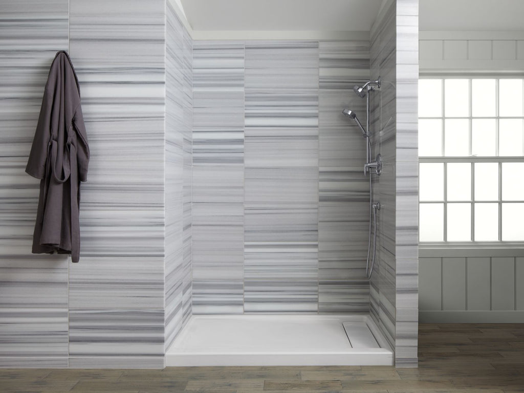 KOHLER K-9166-NY Bellwether 60" X 32" Alcove Shower Base, Right Offset Drain - Dune