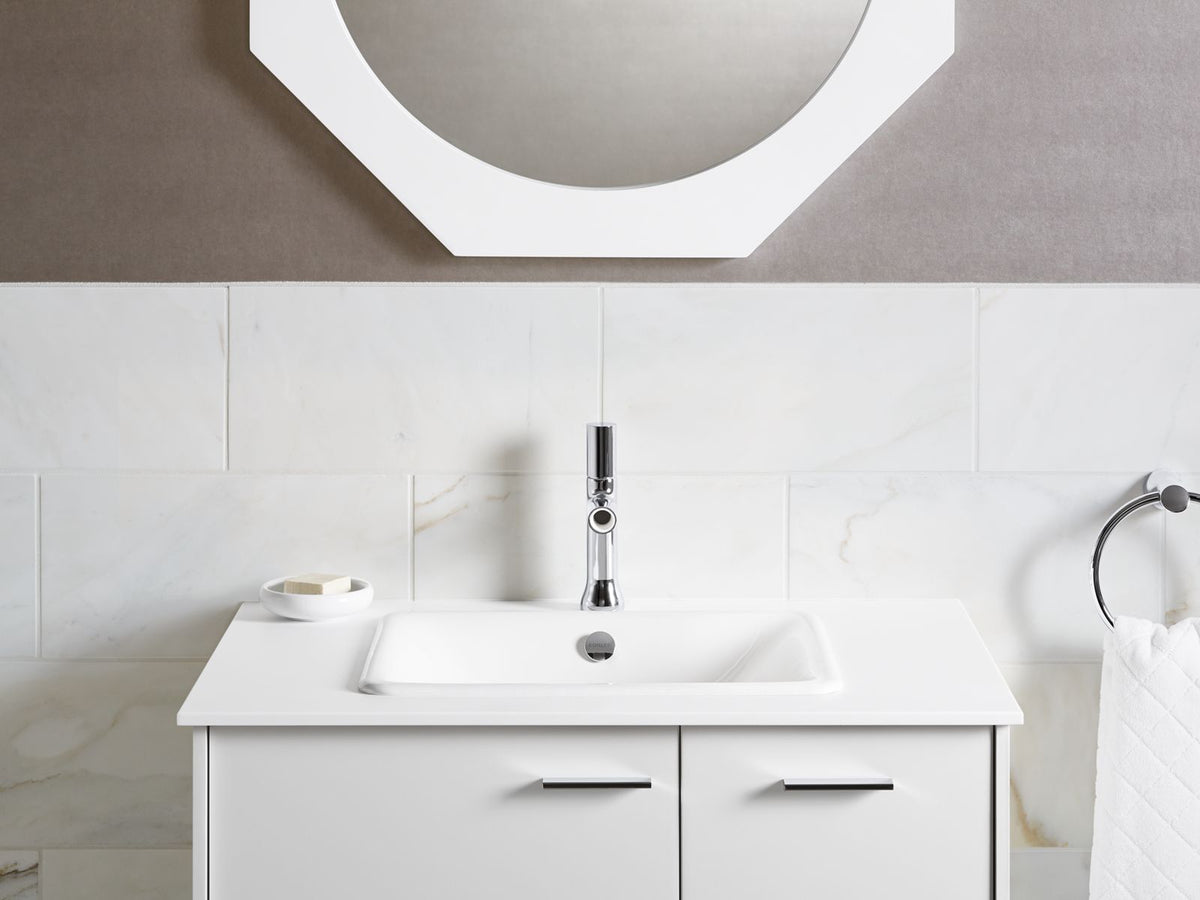 KOHLER K-5400-7 Iron Plains 18-1/2" Rectangular Drop-In/Undermount Bathroom Sink - Black Black