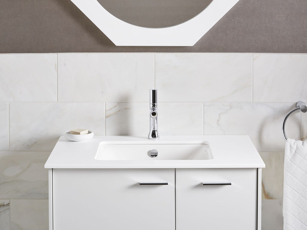 KOHLER K-5400-7 Iron Plains 18-1/2" Rectangular Drop-In/Undermount Bathroom Sink - Black Black