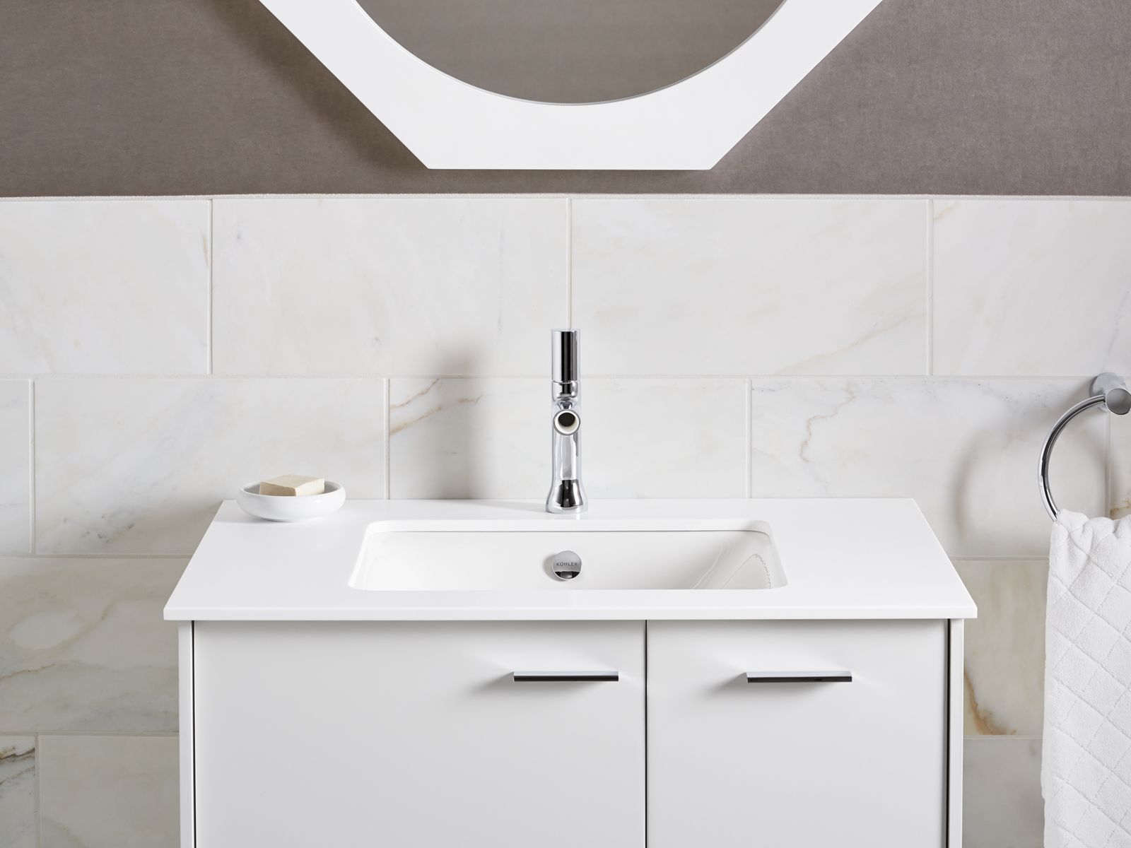 KOHLER K-5400-7 Iron Plains 18-1/2" Rectangular Drop-In/Undermount Bathroom Sink - Black Black