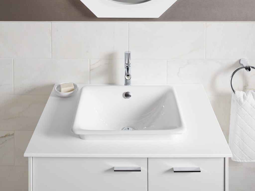 KOHLER K-5400-W-0 Iron Plains 18-1/2" Rectangular Vessel Bathroom Sink - White
