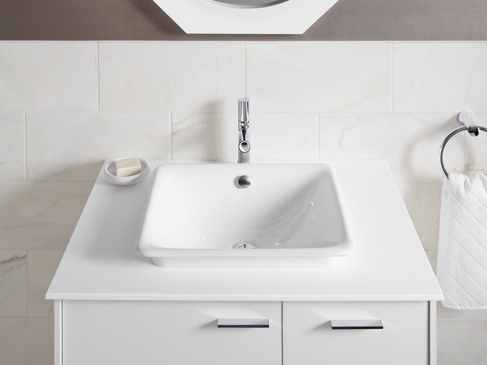 KOHLER K-5400-W-0 Iron Plains 18-1/2" Rectangular Vessel Bathroom Sink - White