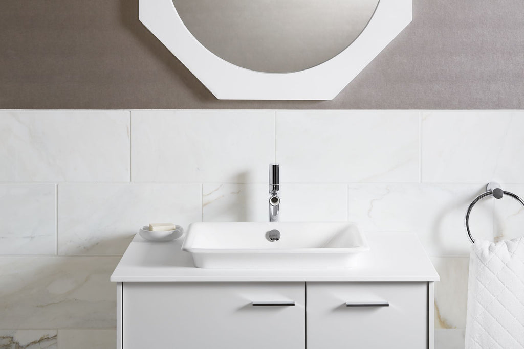 KOHLER K-5400-W-0 Iron Plains 18-1/2" Rectangular Vessel Bathroom Sink - White