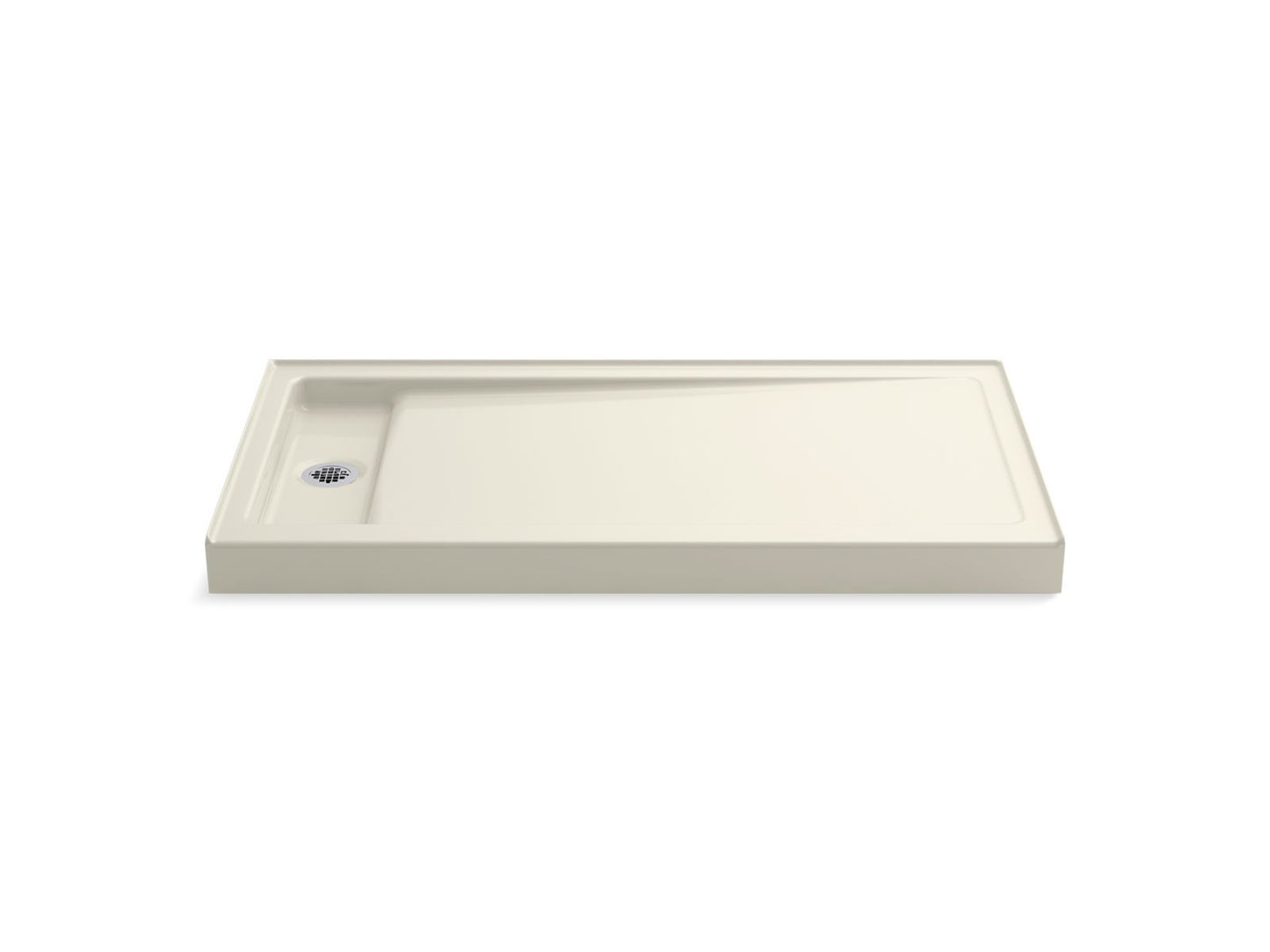 KOHLER K-9165-96 Bellwether 60" x 32" alcove shower base, left offset drain - Biscuit