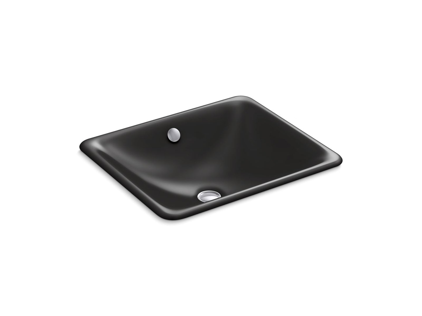 KOHLER K-5400-7 Iron Plains 18-1/2" Rectangular Drop-In/Undermount Bathroom Sink In Black Black