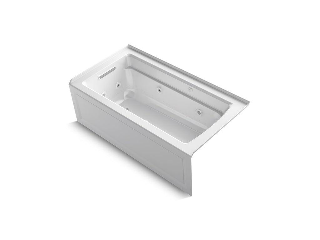 KOHLER K-1122-XGHLA-7 Archer 60" X 32" Alcove Heated Bubblemassage Air Bath And Whirlpool, Left Drain - Black Black