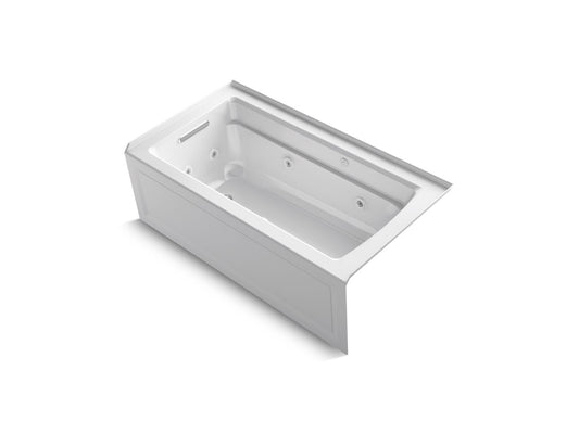 KOHLER K-1122-XGHRA-0 Archer 60" X 32" Alcove Heated Bubblemassage Air Bath And Whirlpool, Right Drain In White