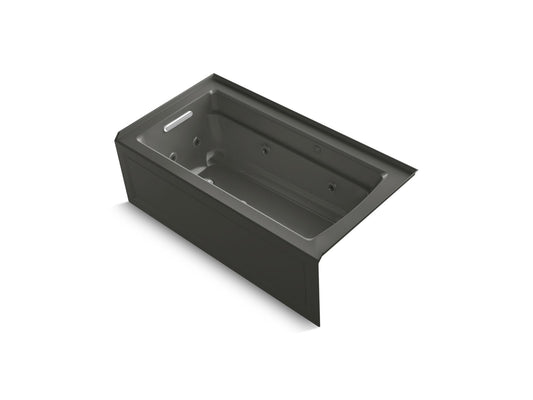 KOHLER K-1122-XGHLA-58 Archer 60" X 32" Alcove Heated Bubblemassage Air Bath And Whirlpool, Left Drain In Thunder Grey