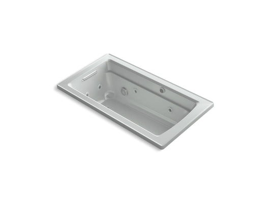 KOHLER K-1122-XHGH-95 Archer 60" X 32" Drop-In Heated Bubblemassage Air Bath And Whirlpool In Ice Grey