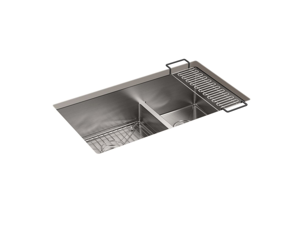 KOHLER K-5284-NA Strive Smart Divide 32" Undermount Double-Bowl Kitchen Sink - Stainless Steel
