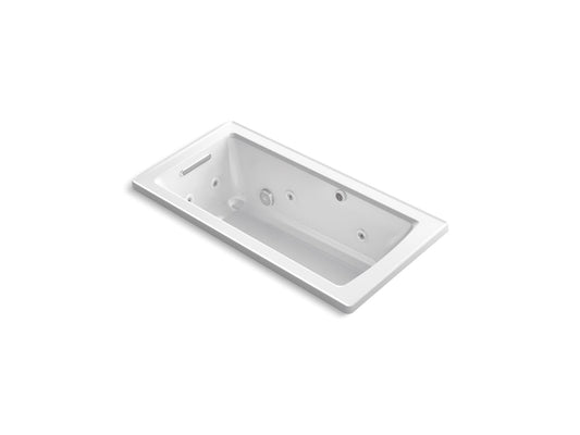 KOHLER K-1947-XHGH-0 Archer 60" X 30" Drop-In Heated Bubblemassage Air Bath With Whirlpool In White