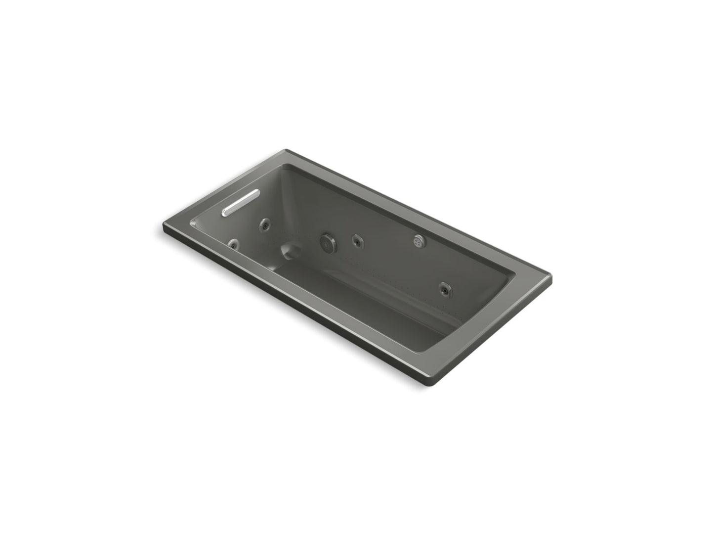 KOHLER K-1947-XHGH-58 Archer 60" X 30" Drop-In Heated Bubblemassage Air Bath With Whirlpool In Thunder Grey